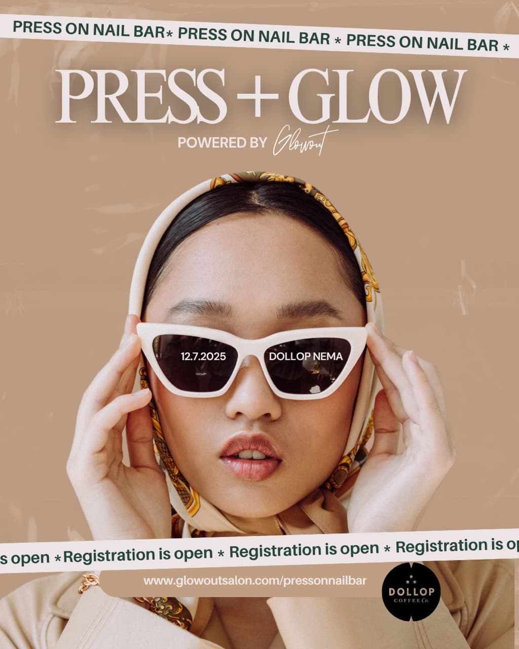 Press and Glow event artwork