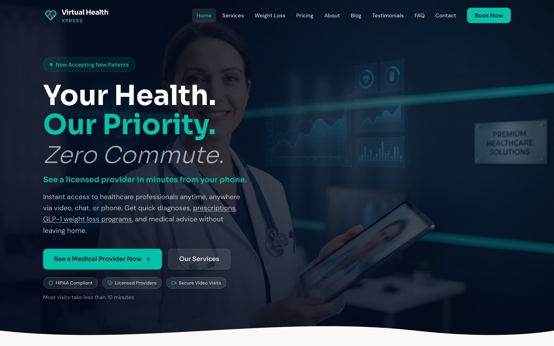 virtualhealthxpress.com homepage